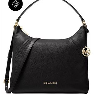 MICHAEL KORS BLACK LEATHER CROSSBODY PURSE